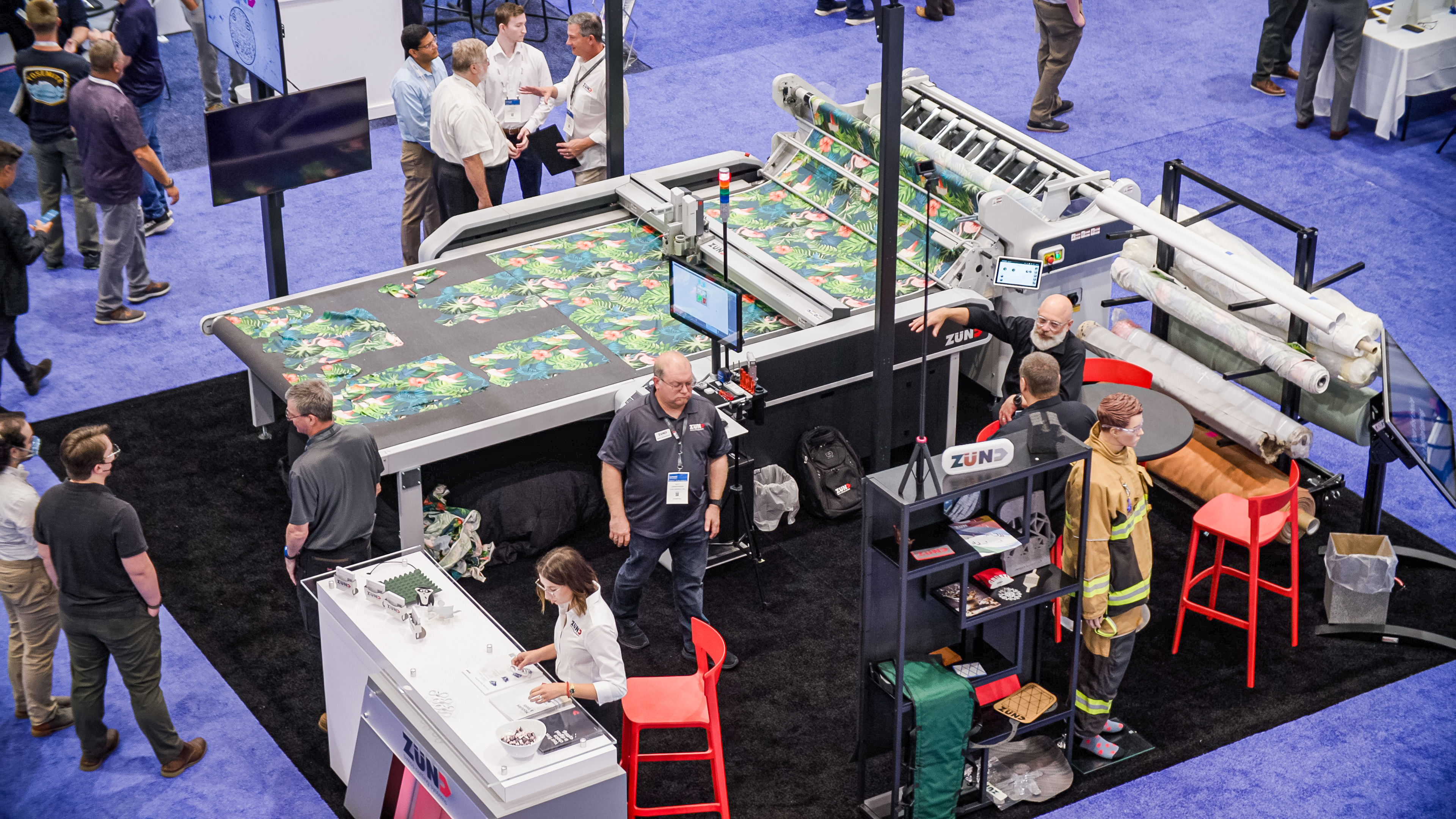 Exhibitor booth displaying